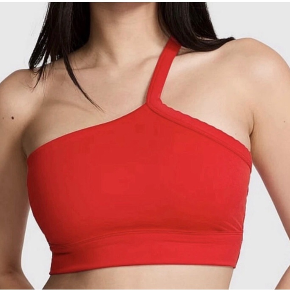 PINK Victoria's Secret One-Shoulder Red Sports Bralette - Picture 1 of 7